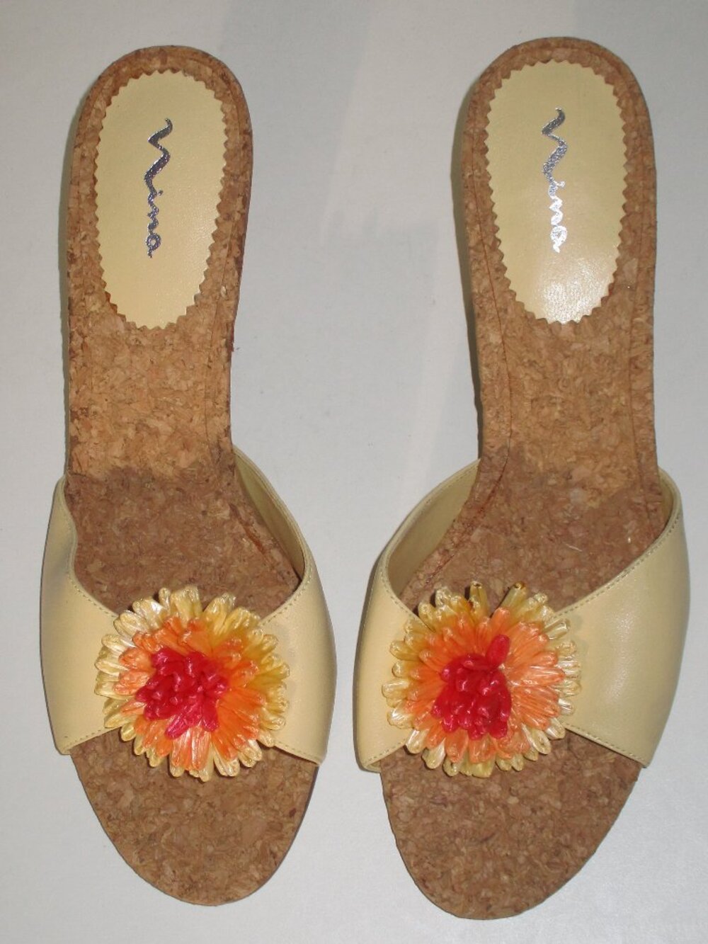 Nina Cream Slide Sandal with Orange-Red Flower Accent - Picture 6 of 8